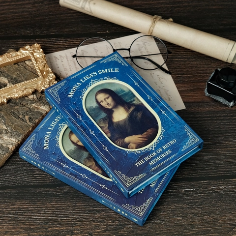 Taccuino Retrò Monna Lisa Pittura a Olio Artistico Blu Scuro Copertina Rigida Diaro per Studenti Ufficio Cancelleria Regalo