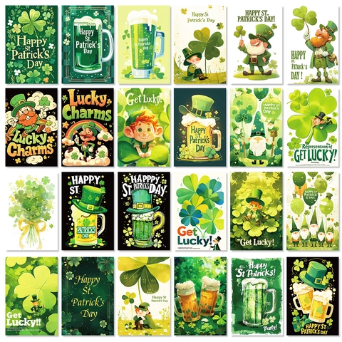 St. Patrick's Day Decoratieve Wandkaarten Groene Klavers Kabouter Bier Gouden Munten Voor Feestelijke Huis Decoratie