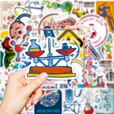 Adesivi in PP Impermeabili a Tema Laboratorio Scientifico per Studenti Educazione Creativa Graffiti DIY Notebook Laptop Scrapbooking
