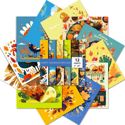 Thanksgiving Harvest Theme Scrapbooking Paper DIY Creative Journal Material Background Decorative Craft Paper Autumn Pattern
