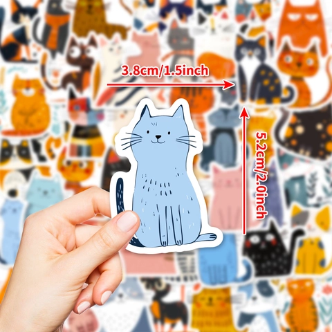 Waterproof Cartoon Cat Stickers Colorful Feline Decals For Laptop Scrapbooking Journaling Kids Gift DIY Decoration Assortment