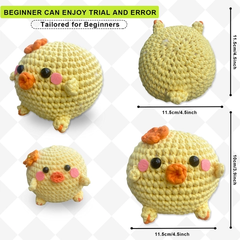 DIY Uncinetto Principianti Simpatici Polli Amigurumi Collezione di Filati Con Video Tutorial Portachiavi Animali Fatti a Mano Forniture Regalo