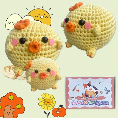 DIY Uncinetto Principianti Simpatici Polli Amigurumi Collezione di Filati Con Video Tutorial Portachiavi Animali Fatti a Mano Forniture Regalo
