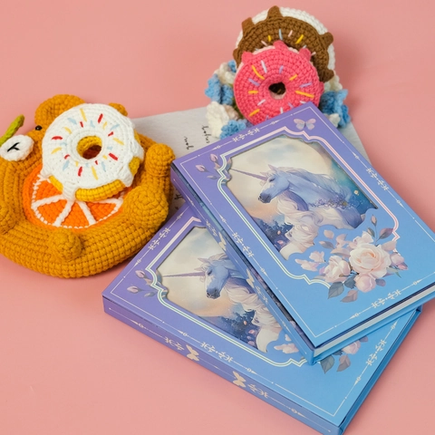 Cahier Couverture Rigide Série Licorne Onirique Dégradé Bleu Violet Planificateur Hebdomadaire Fleurs Papillon Papeterie Cadeau Filles