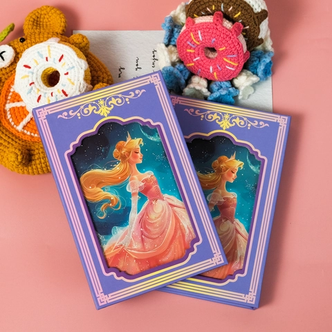 Taccuino Portatile Viola Principessa Delle Fiabe Per Bambini Ragazze Bordo Dorato Cielo Stellato Diario Rilegato Regalo Di Cancelleria
