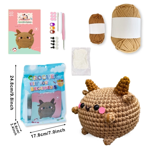 DIY Schaf Häkelset Für Anfänger Handgemachtes Tier Material Set Inklusive Garn Häkelnadel Füllung Anleitung Für Plüschtier Geschenk
