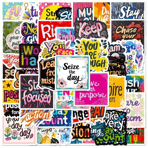 Inspirational English Quotes Stickers PVC Waterproof Decals For Laptop Phone Case Scrapbook Stationery Decoration DIY Journal Accessories