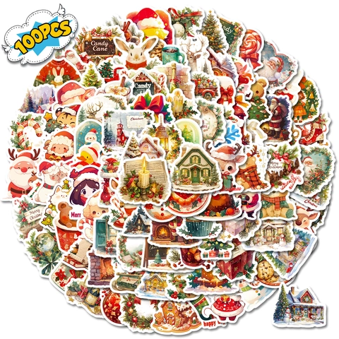 Wasserdichte Weihnachts Cartoon Graffiti Aufkleber Für DIY Laptop Gepäck Skateboard Handyhülle Weihnachtsmann Rentier Decals