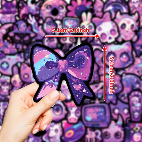 Gothic Ästhetik Aufkleber Lila Pastel Goth Cartoon Wasserdichte Decals Für Laptop Telefon Scrapbooking DIY Journaling Deko
