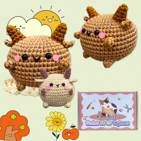 Handmade DIY Crochet Kit For Beginners Cute Sheep Plush Doll Woolen Yarn Knitting Kit With Tutorial Video Home Decor Gift