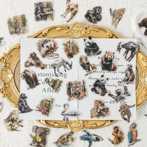 Realistische Dieren PET Waterdichte Stickers Transparante Decoratieve Decals Voor Waterbeker Telefoonhoes Koelkast Journal DIY Scrapbooking