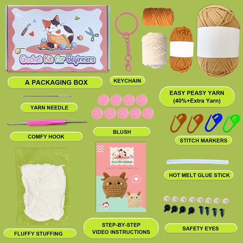 Handmade DIY Crochet Kit For Beginners Cute Sheep Plush Doll Woolen Yarn Knitting Kit With Tutorial Video Home Decor Gift
