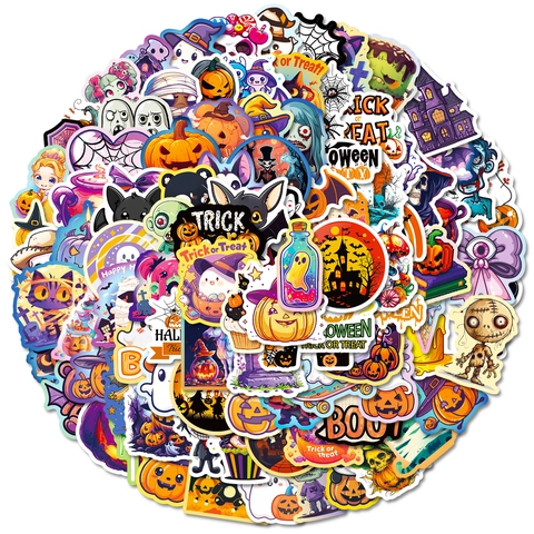 Halloween Cartoon Aufkleber Wasserdicht Graffiti Decals Kürbis Geist Fledermaus Für Wasserflasche Laptop Scrapbooking DIY