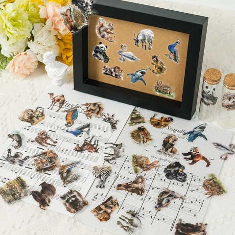 Realistische Dieren PET Waterdichte Stickers Transparante Decoratieve Decals Voor Waterbeker Telefoonhoes Koelkast Journal DIY Scrapbooking