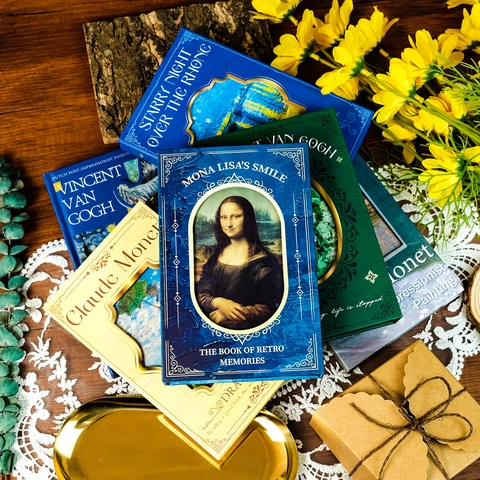 Retro Art Oil Painting Hardcover Notebook Classic Van Gogh Monet Mona Lisa Pattern Portable Writing Journal Daily Diary