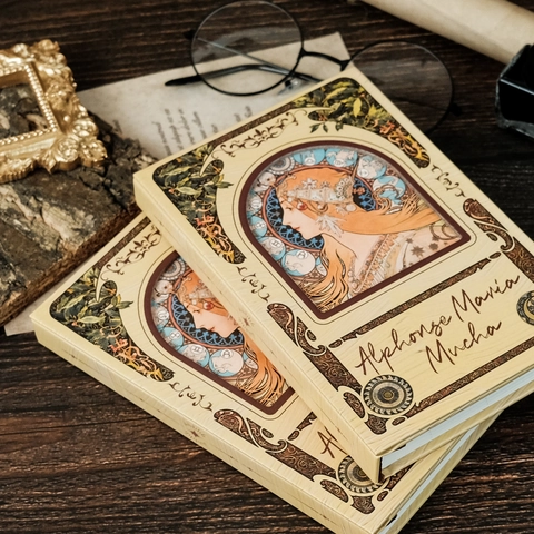 Vintage Magnetisches Hardcover Kunst Illustration Notizbuch Mucha Monet Van Gogh Retro Schreibblock Büro Schule Geschenk