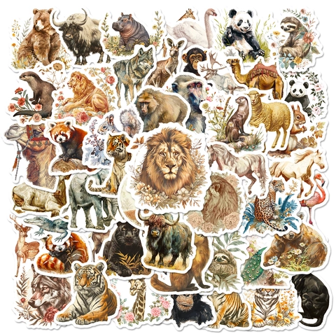Wasserdichte Realistische Wildtier Dekor Aufkleber Sortierte Tierillustrationen Abziehbilder Für Laptop Notizbuch Handyhülle Journaling