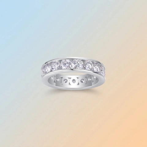 Δαχτυλίδι Eternity Band Ασήμι 925 Moissanite Πολυτελή Κοσμήματα Δώρο Για Γυναίκες Πιστοποιημένο GRA
