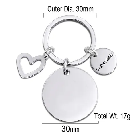 Portachiavi con Disco Rotondo in Acciaio Inossidabile Inciso con Pendente a Cuore Cavo Portachiavi con Citazioni Romantiche per Coppie Regalo di San Valentino