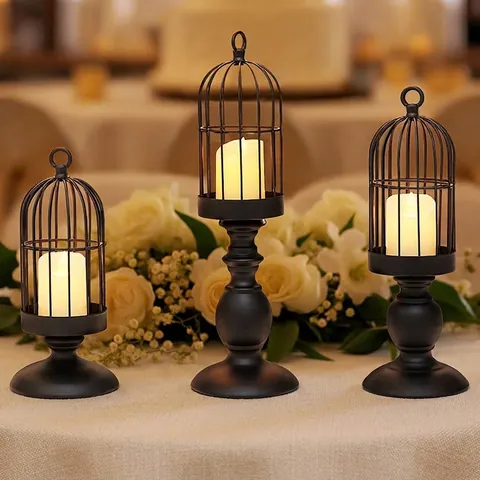 Vintage Vogelkäfig Metall Kerzenhalter Retro Eisen Kunst Dekorative Leuchter Für Hochzeit Party Haus Tisch Dekoration