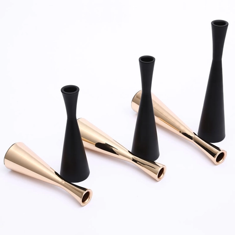 Modern Metal Taper Candle Holder Minimalist Iron Candlestick Set For Wedding Dining Table Banquet Home Decorative Gold Black