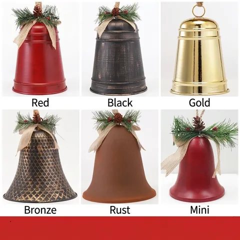 Vintage Metall Weihnachtsglocke Hängende Dekoration Mit Tannennadeln Und Tannenzapfen Für Zuhause Party Dekoration