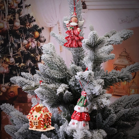 Weihnachtsanhänger Polymer Clay PVC Engel Baum Lebkuchenhaus Form Feiertag Heimdeko Geschenk Weihnachtsfeier Zubehör