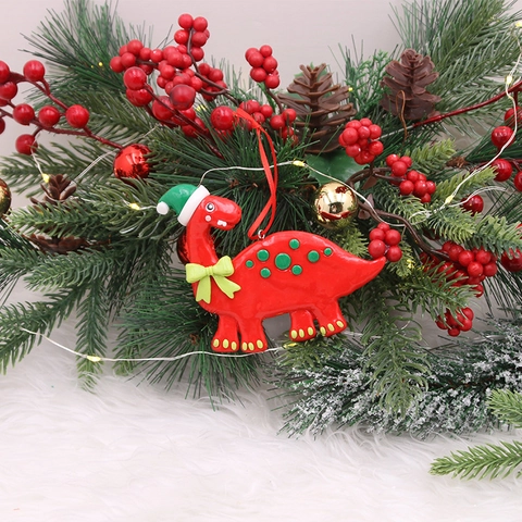 Babbo Natale Pupazzo di Neve Pinguino Dinosauro Decorazioni Appese per Albero di Natale PVC Argilla Polimerica Cartone Animato Festa Decorazione Casa