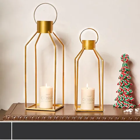 Modern Gold Metal Geometric Candle Holder Nordic Style Iron Forged Decorative Lantern For Wedding Party Christmas Home Decor