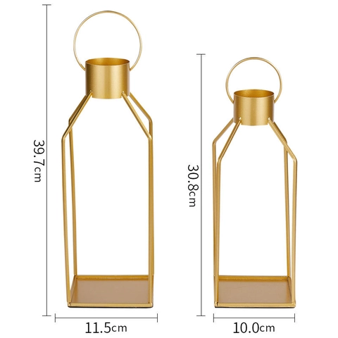 Modern Gold Metal Geometric Candle Holder Nordic Style Iron Forged Decorative Lantern For Wedding Party Christmas Home Decor