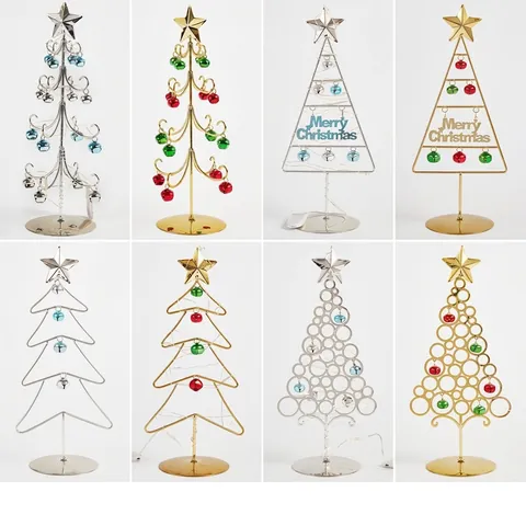 Mini Weihnachtsbaum Aus Eisen Für Den Tisch Gold Silber Hohl Metall Baum Mit Glocken Und Stern Für Festliche Desktop Dekoration