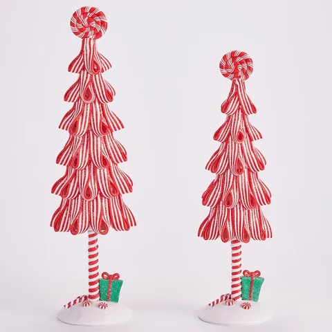 Miniatur Weihnachts Süßigkeiten Baum Tischdeko Polymer Ton Rot Weiß Gestreifter Lutscher Stil Weihnachtsbaum Festliche Dekoration