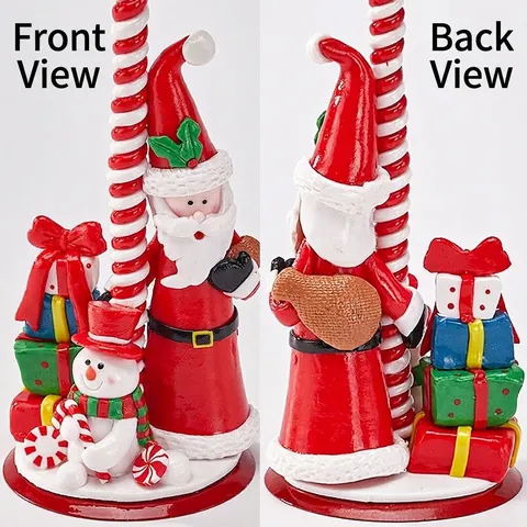 Vintage Weihnachten Kerzenhalter Europäischer Stil Eisen Polymerton Weihnachtsmann Schneemann Weihnachtsbaum Tisch Atmosphäre Dekoration