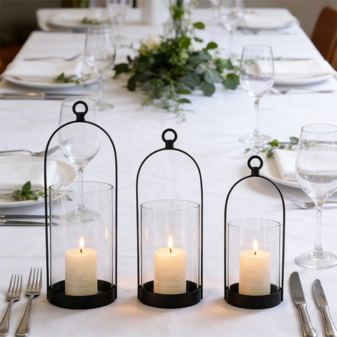 Nordisch Retro Eisen Glas Kerzenhalter Geometrische Winddichte Laterne Mit Griff Für Zuhause Hochzeit Tischdeko Wohnzimmer Mittelstück