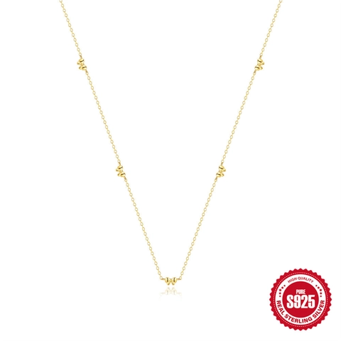 Collier Pendentif Nœud en Argent Sterling 925 Plaqué Or avec Chaîne à Gland en Zircone pour Femme Bijoux