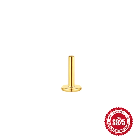 S925 Sterling Silver Internally Threaded Labret Post Flat Back Stud Earrings Helix Tragus Cartilage Piercing Jewelry Parts