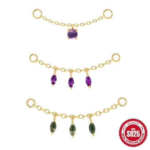 925 Sterling Silver Natural Amethyst Moss Agate Marquise Cut Dangle Earring Pendant For Jewelry Making DIY Accessories Women