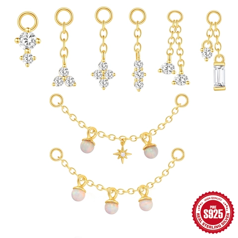 S925 Sterlingsilber Vergoldete Ohrring-Anhänger Mit Zirkonia Und Opal Stern Blumen Hängeschmuck Für Damen Ohrring Zubehör