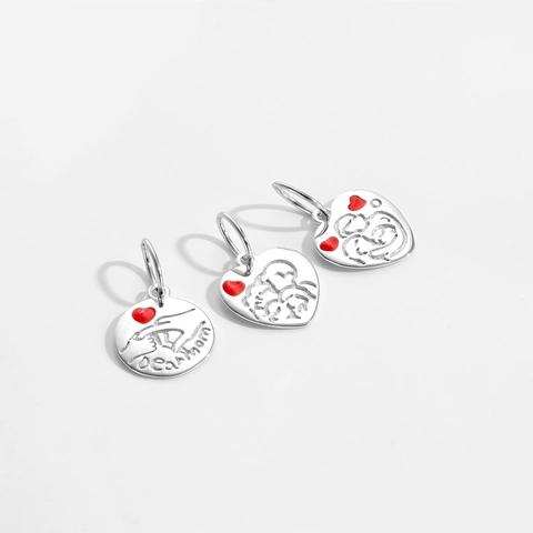 925 Sterling Silver Mother Child Charm Pendant For Necklace Heart Round Enamel Jewelry Making Accessory Mother's Day Gift