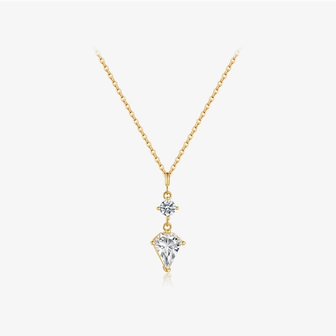 925 Sterling Silver Necklace For Women Double Stone Pendant Round Kite Shaped Zirconia Sparkly Collar Chain Jewelry Gift