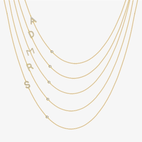 S925 Sterling Silver 26 Initials Letter Necklace For Women Zirconia Pave Pendant Minimalist Dainty Adjustable Chain Jewelry