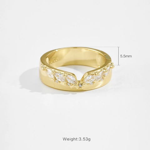 Bague Couronne en Forme de V en Argent Sterling 925 Plaqué Or 18K Avec Zirconium Marquise Incrusté Bijoux pour Femmes
