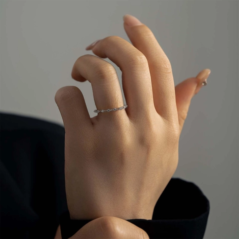 Minimalist 925 Sterling Silver Ring For Women Gold Platinum Plated Zirconia Stackable Eternity Band Classic Jewelry Gift