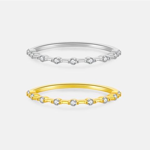 Minimalist 925 Sterling Silver Ring For Women Gold Platinum Plated Zirconia Stackable Eternity Band Classic Jewelry Gift