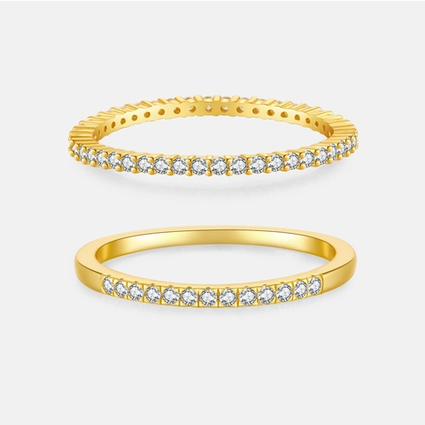 925 Sterling Silver Eternity Ring Minimalist Full Half Zirconia Inlaid Stackable Finger Ring For Women Elegant Jewelry Gift
