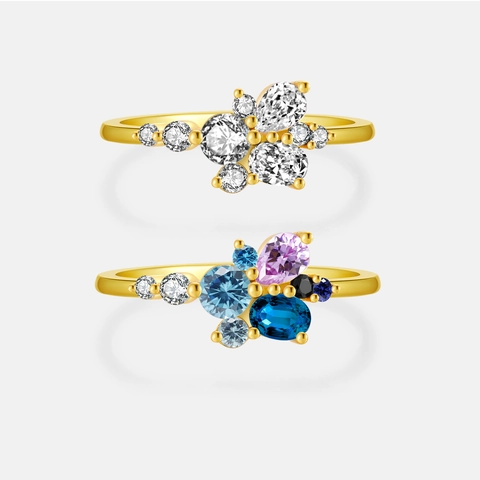Anillo de Flor en Racimo de Plata de Ley S925 con Circonitas Incrustadas Joyería Minimalista Apilable para Mujer Elegante Regalo de Fiesta de Boda