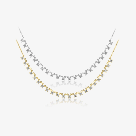 Minimalist 925 Sterling Silver Square Cubic Zirconia Necklace For Women Luxury Row Stone Choker Chain Jewelry Birthday Gift