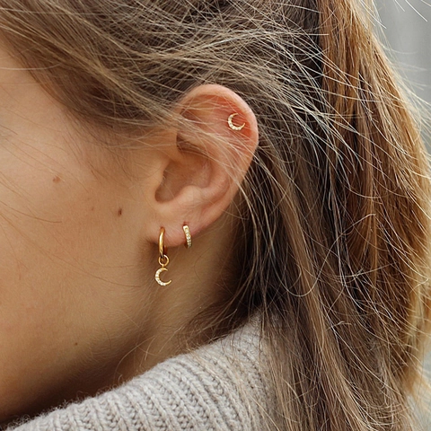 925 Sterling Silver DIY Charm Hoop Earrings For Women Gold Silver Moon Star Palm Tree Evil Eye Zirconia Drop Earrings