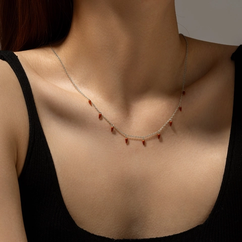 925 Sterlingsilber Roter Chili Anhänger Halskette Für Damen Mode Emaille Pfeffer Charms Trendy Täglicher Schmuck Geschenk