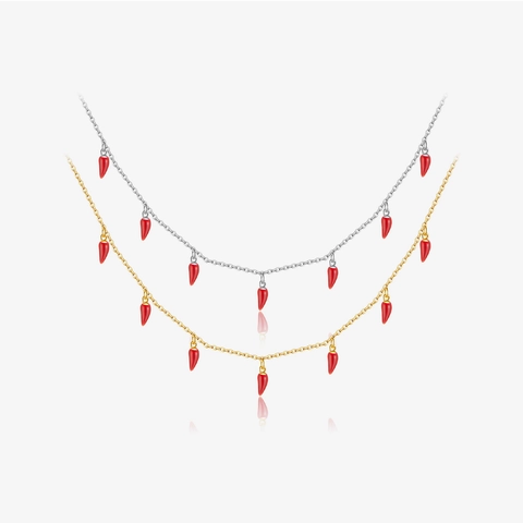 925 Sterlingsilber Roter Chili Anhänger Halskette Für Damen Mode Emaille Pfeffer Charms Trendy Täglicher Schmuck Geschenk